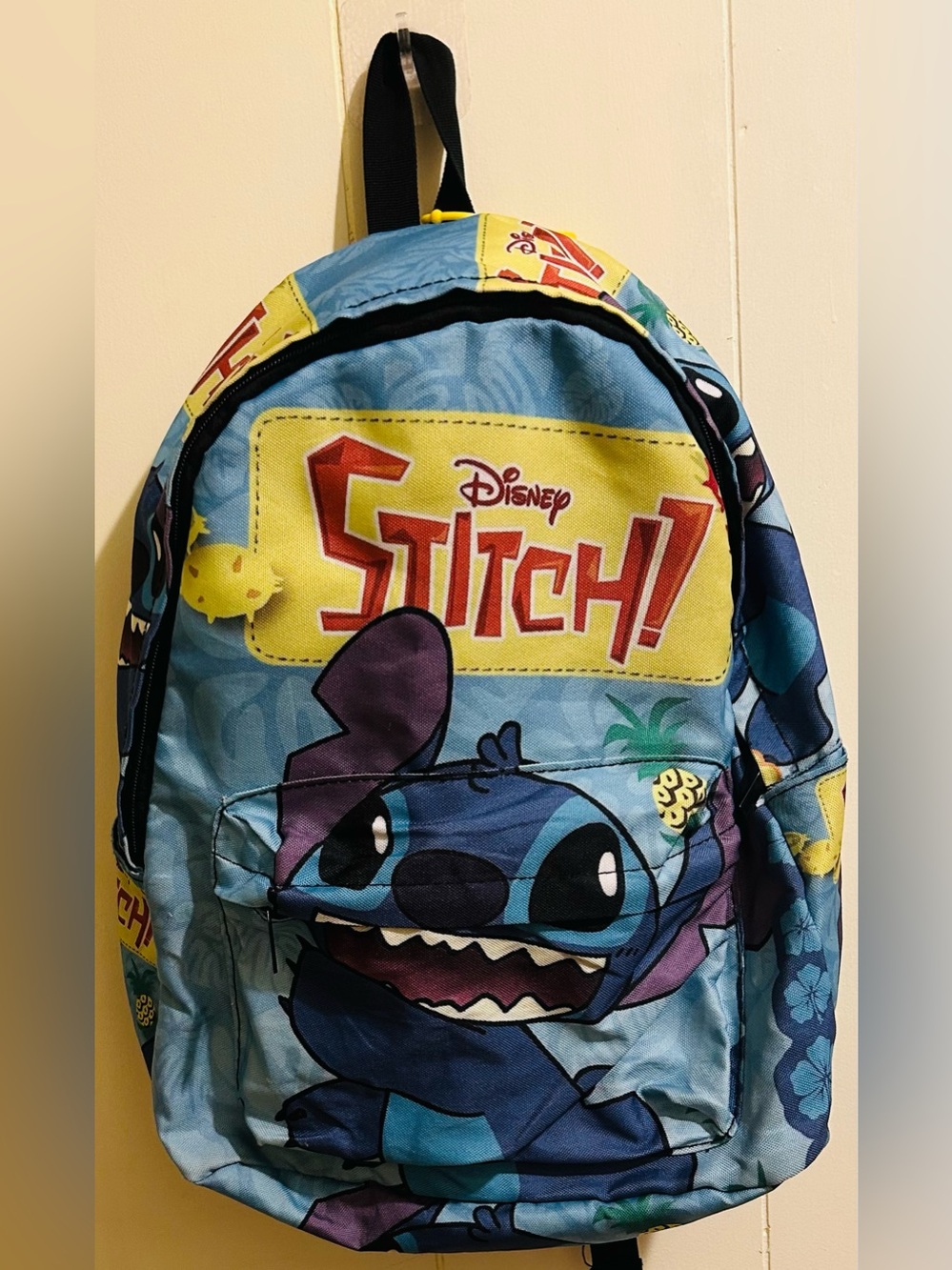 Full Size Stitch Themed Backpack With Rubber Sanitizer Holder Keychain